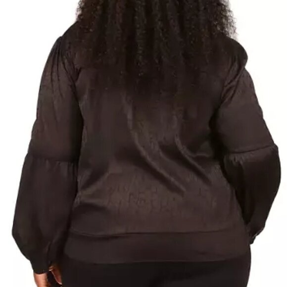 Michael Kors Cheetah Print Top Women's Plus Size 3X Black Long Sleeve Tie Detail - Picture 3 of 14